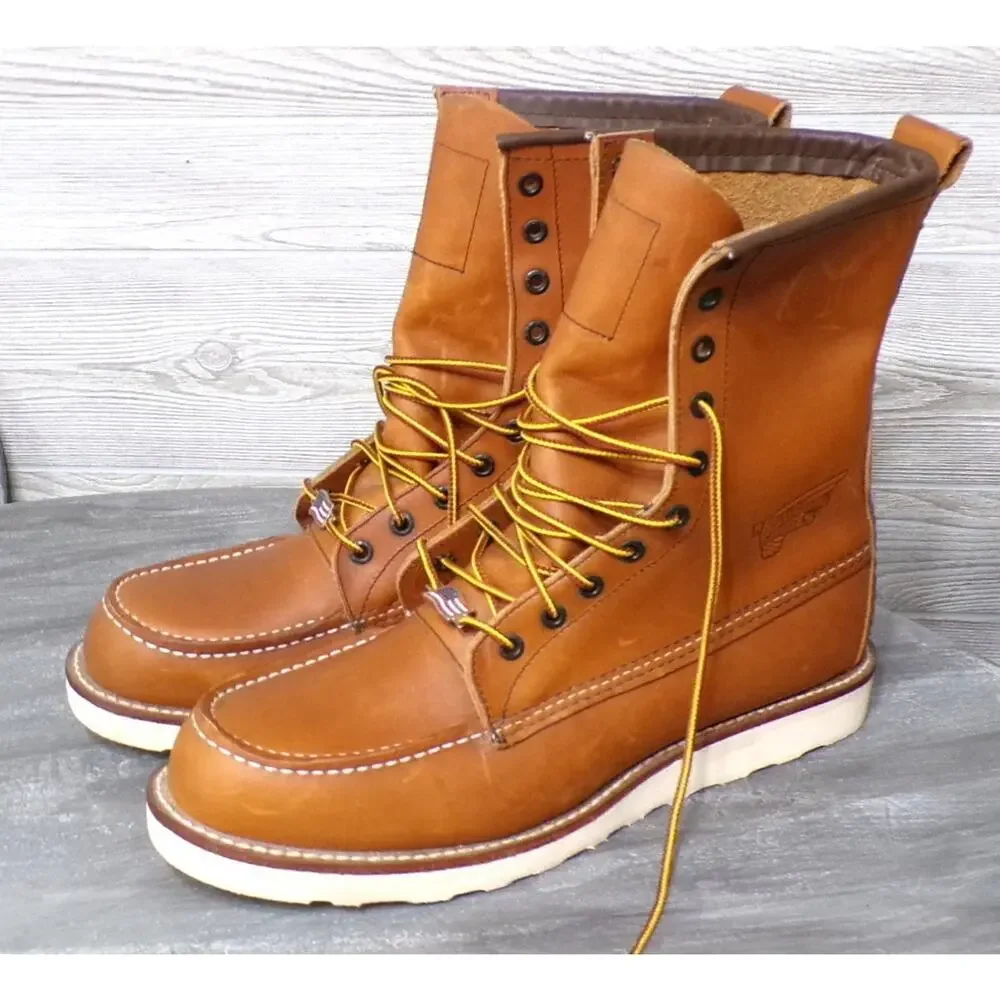 Vtg Red Wing Boots 10.5C Leather Moc Toe 10877 8” Heritage Made in USA New FLAG